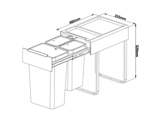 Kia Ora 46L OPTIO bins (2x10L + 1x26L) in Dark Grey K46