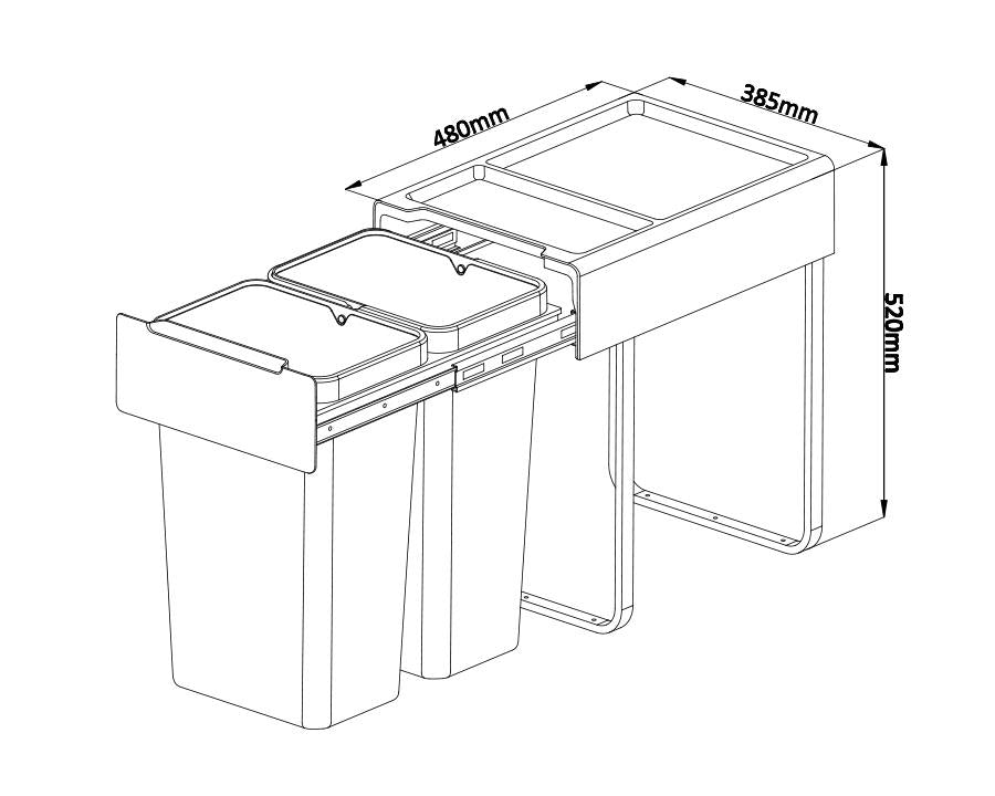 Kia Ora 60L OPTIO bins (2X30L) in Dark Grey K60