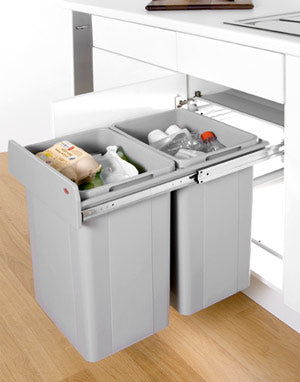 Wesco 52 litre TRIPLE Pull Out Kitchen Cupboard Bin (W52) 2 X 10L 1 X 26L