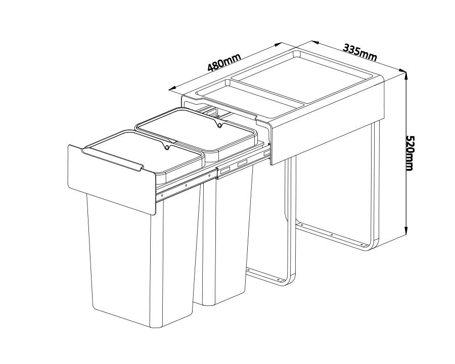 Kia Ora 52L OPTIO bins (2x26L) in Dark Grey K52