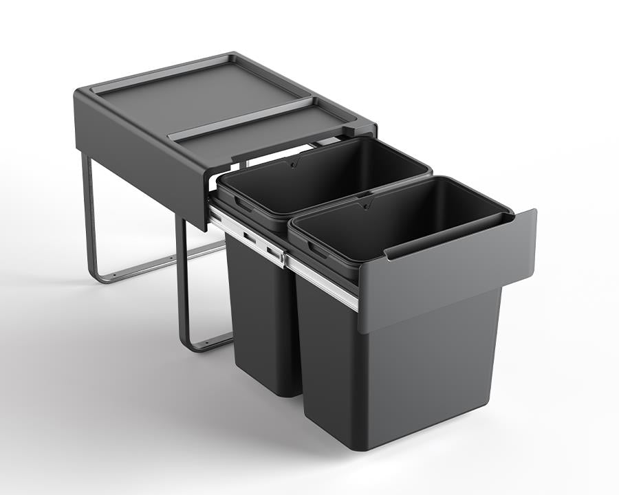 Kia Ora 38L OPTIO bins (2x19L) in Dark Grey K38