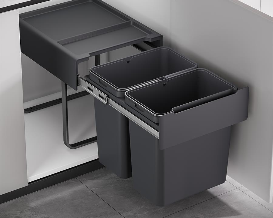 Kia Ora 50L OPTIO bins (2X25L) in Dark Grey K50