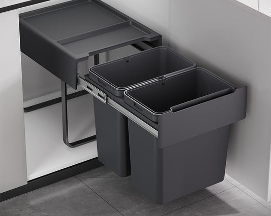 Kia Ora 50L OPTIO bins (2X25L) in Dark Grey K50