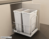 Kia Ora 70L (2x35L) Double Pull Out Kitchen Cupboard Bin Kitchen Bin in White with soft closing slides (W70B)