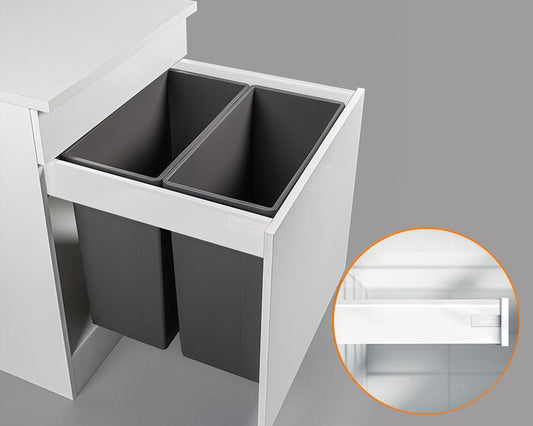 Blum TANDEMBOX antaro Standard Drawer M Height 83MM 65kg 500mm Silk White with BLUMOTION + 84LT (2x42LT bins) WBPB26084Z. To suit 600mm cabinet